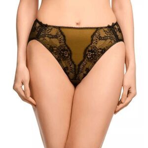 Dita Von Teese Women's Savoir Faire Hi Cut Brief Panty size XL NWT Chartreuse/Bl